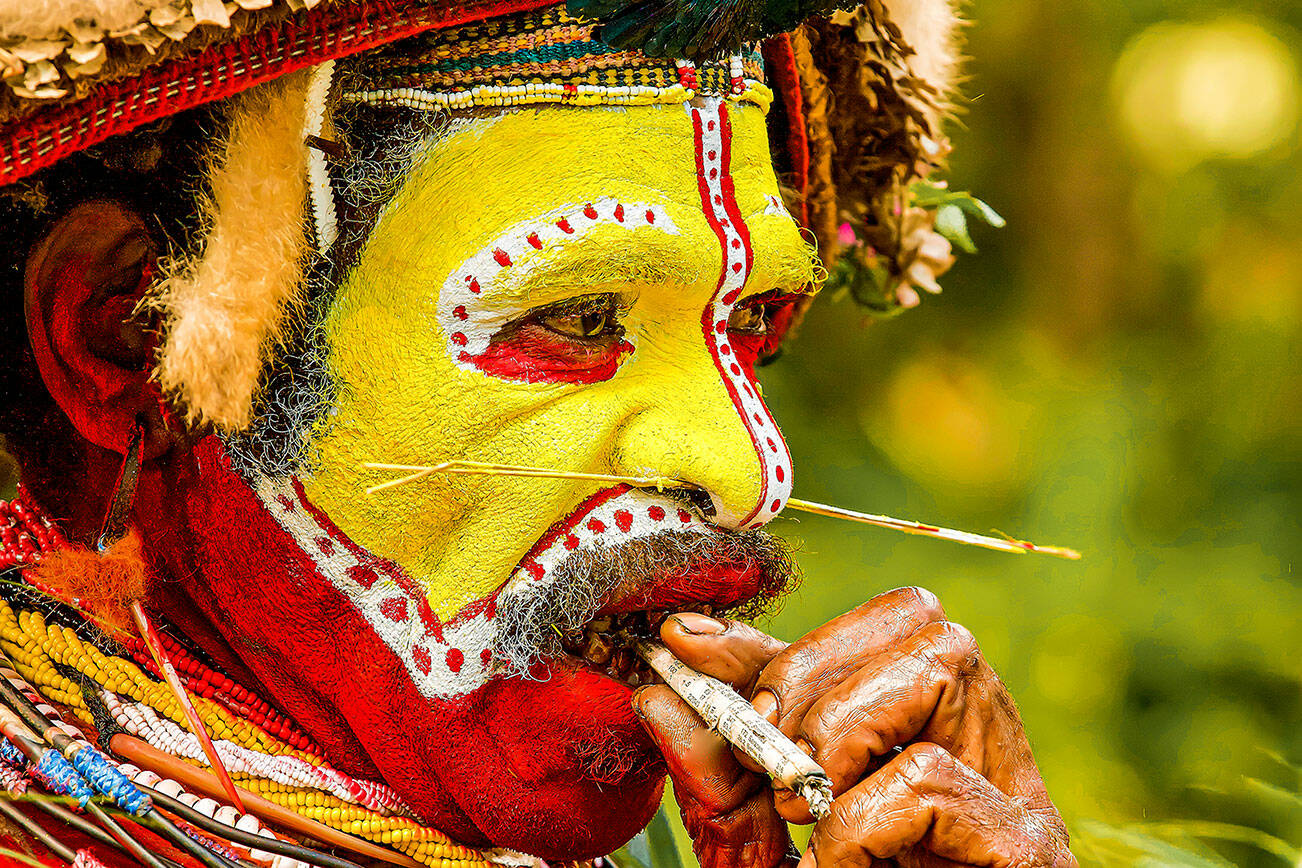 "Marlborough Man I" by Bob Fink was taken in Papau New Guinea. He is a Huli Wigman.