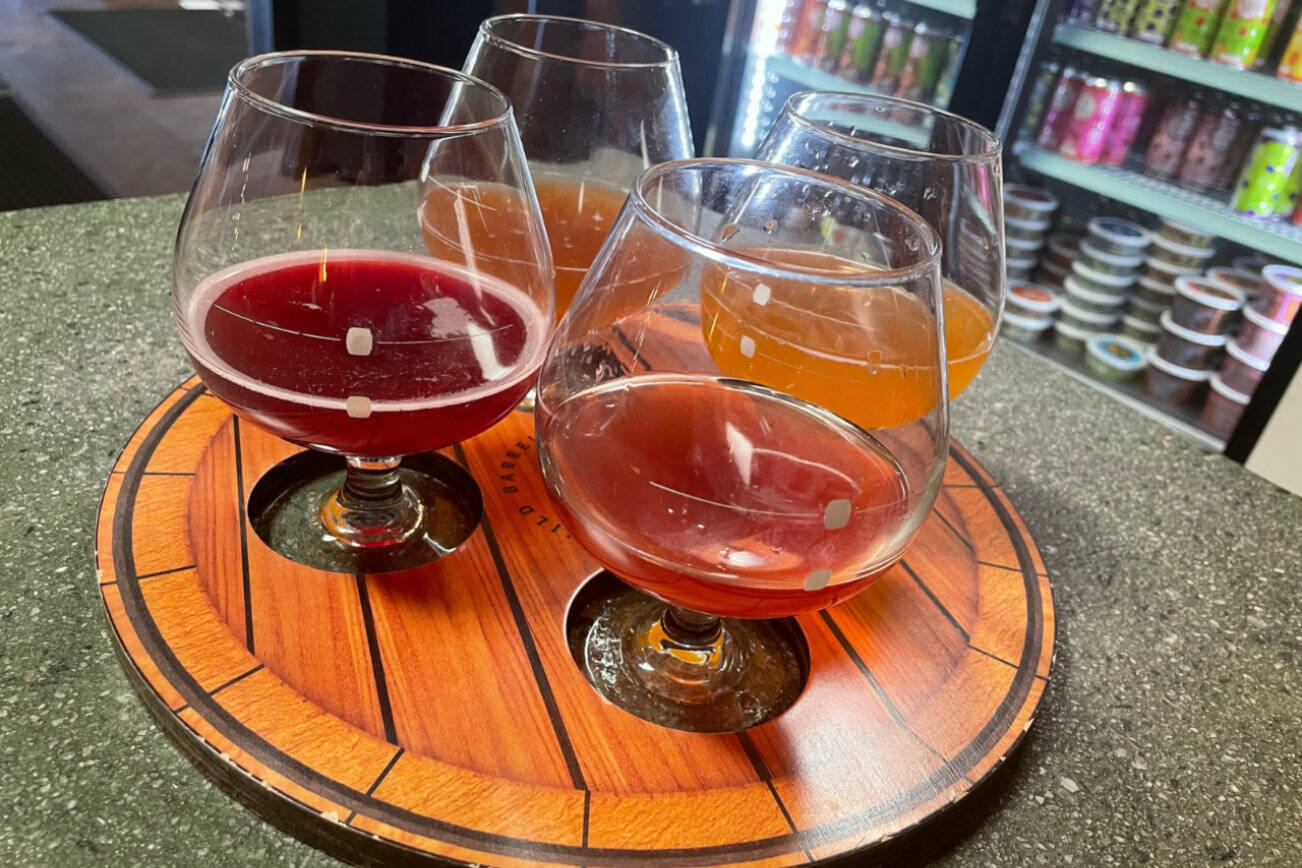 A sour tasting flight from Wild Barrel Brewing, of San Marcos, Calif. (Aaron Swaney)