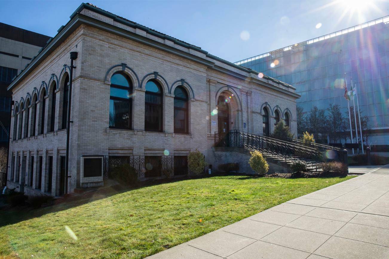 The Carnegie Resource Center on Friday, Feb. 16, 2024 in Everett, Washington. (Olivia Vanni / The Herald)