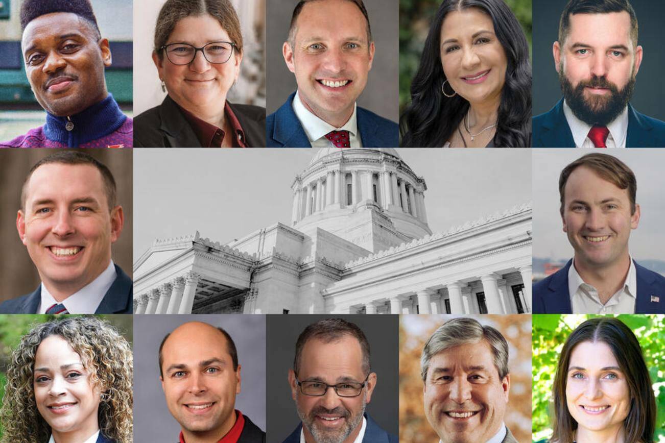 Some of the new lawmakers headed to Olympia for the next legislative session. (Candidate photos courtesy of candidates. Washington State Capitol building photo by Amanda Snyder/Cascade PBS)