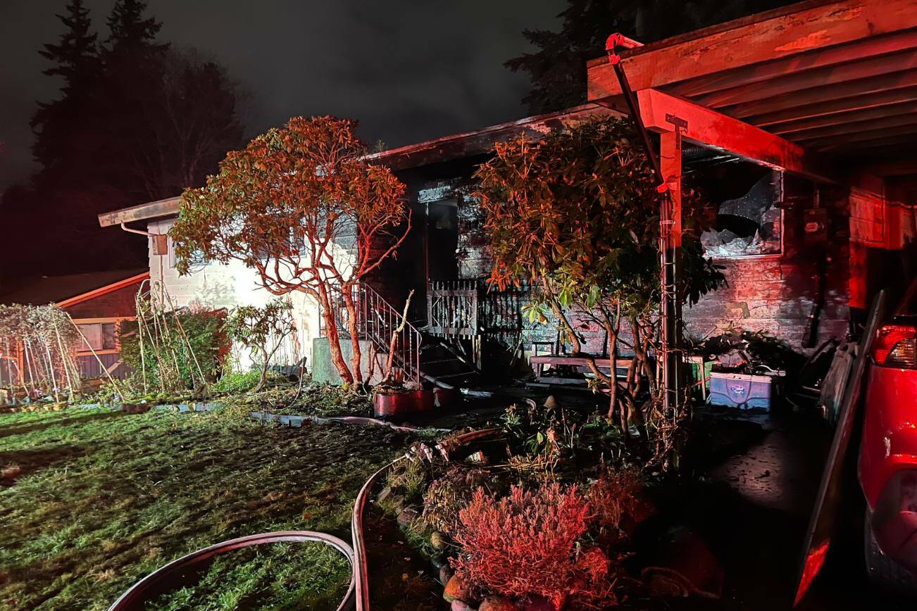 South County Fire crews responded to a fire Sunday night in Lynnwood that sent one woman to the hospital. (Photo provided by South County Fire)